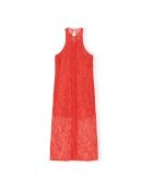 Rotes Spitzenkleid aus Baumwolle