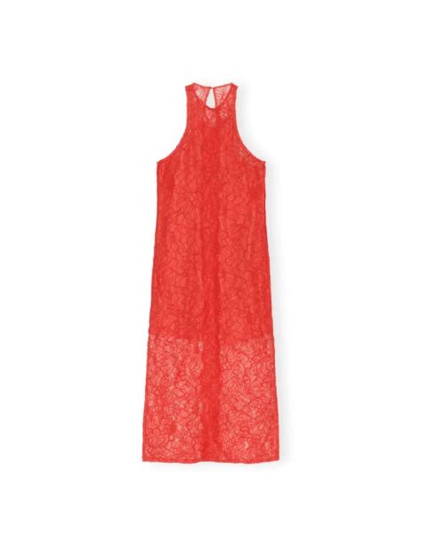 Rotes Spitzenkleid aus Baumwolle