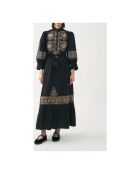 Robe longue en double gaze Neil brodée noire
