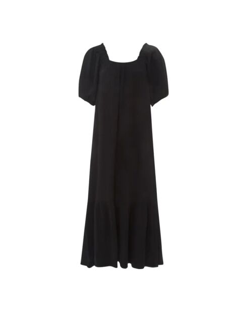 Schwarzes Mullkleid Sofia aus Baumwolle
