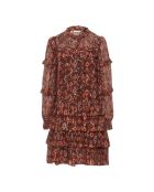 Robe en soie Esma Folk Ikat brique