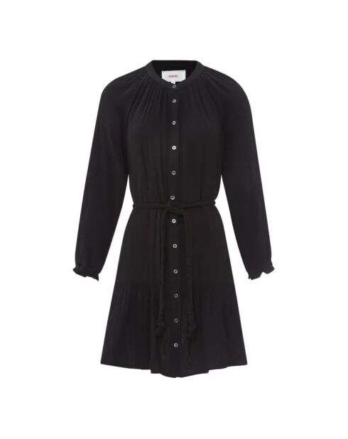 Rainey schwarzes Mullkleid aus Baumwolle