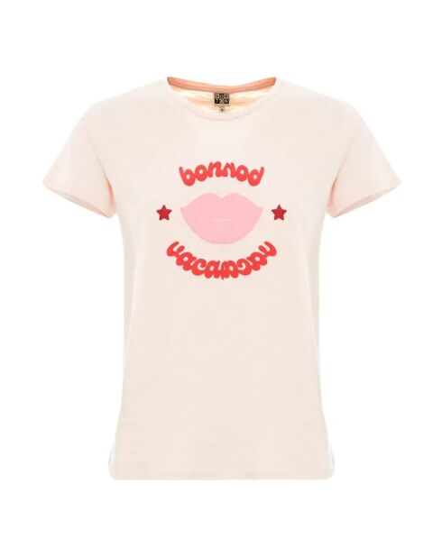 Vacances hellrosafarbenes Kurzarm-T-Shirt aus Baumwolle