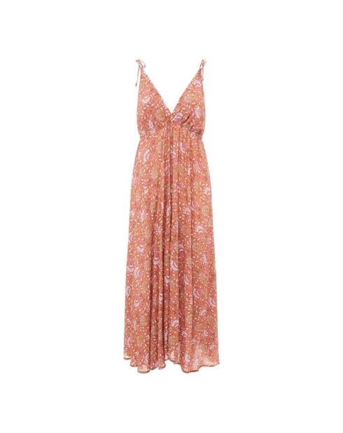 Langes Krawattenkleid Musa aus Terrakotta