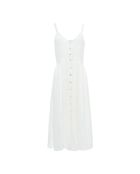 Erynette ecrufarbenes Lurex-Kleid mit Riemen