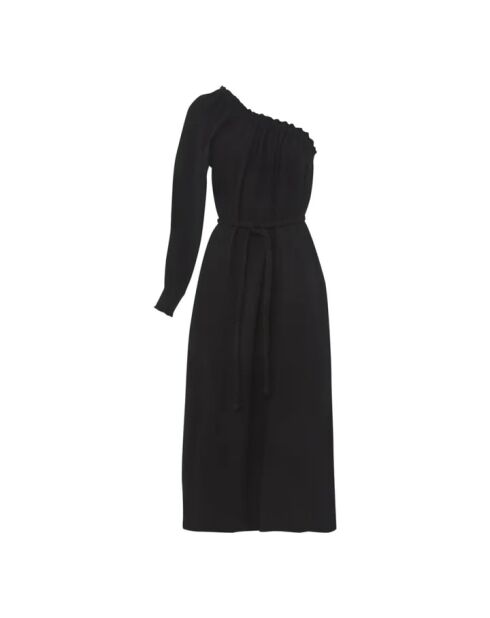 Schwarzes Aveline-Kleid aus Baumwollgaze