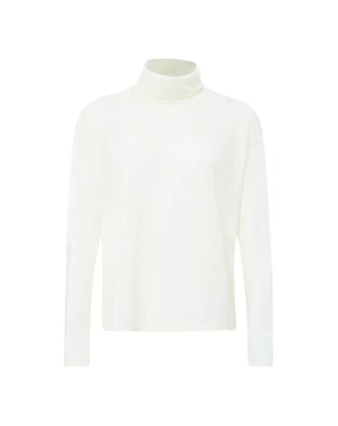 Ecrufarbener Rollkragenpullover aus Wolle