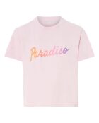 T-shirt boxy Linda Candy Pink Paradiso in cotone biologico con stampa