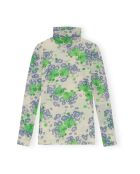 Grünes bedrucktes Rollkragen-Langarmshirt