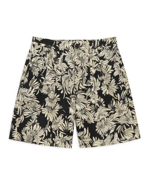 Carrie schwarze bedruckte Leinenshorts