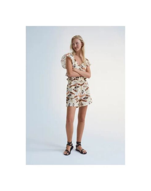 Westshorts mit beigem Aufdruck