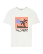 Cremefarbenes T-Shirt aus Bio-Baumwolle mit Sundance Rosa-Print