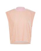T-shirt boxy in velluto a righe rosa pesca