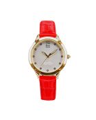 Montre dorée en acier avec 2 bracelets interchangeables rouge