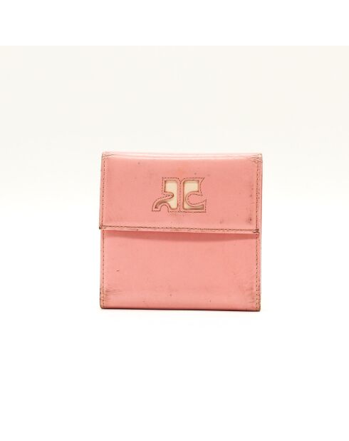 Portefeuille en cuir rose - 10,5 x11cm