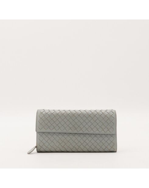 Portefeuille en cuir gris - 19 x 10 x 3 cm