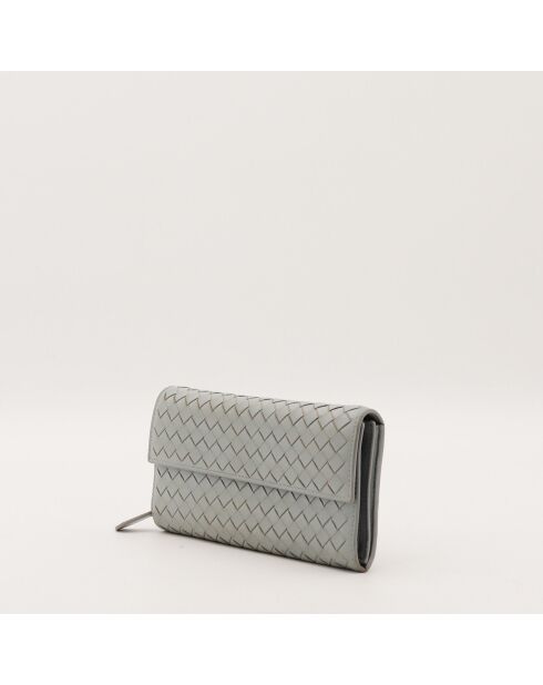 Portefeuille en cuir gris - 19 x 10 x 3 cm