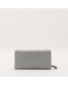 Cartera de piel intrecciato gris - Buen estado - 19 x 10,5 cm