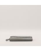 Cartera de piel intrecciato gris - Buen estado - 19 x 10,5 cm