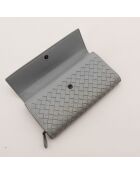 Cartera de piel intrecciato gris - Buen estado - 19 x 10,5 cm