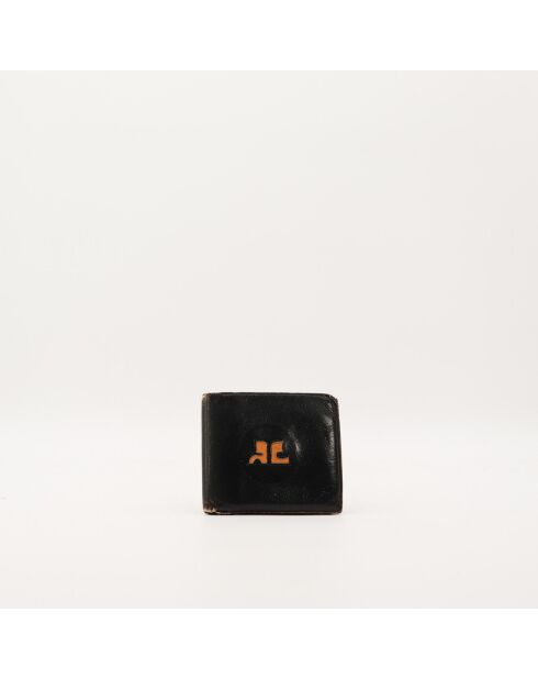 Porte - feuille en cuir Compact noir - 10 x 9 cm