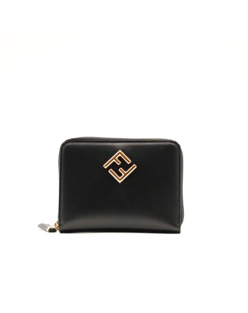 Portefeuille en cuir zippé Diamonds noir