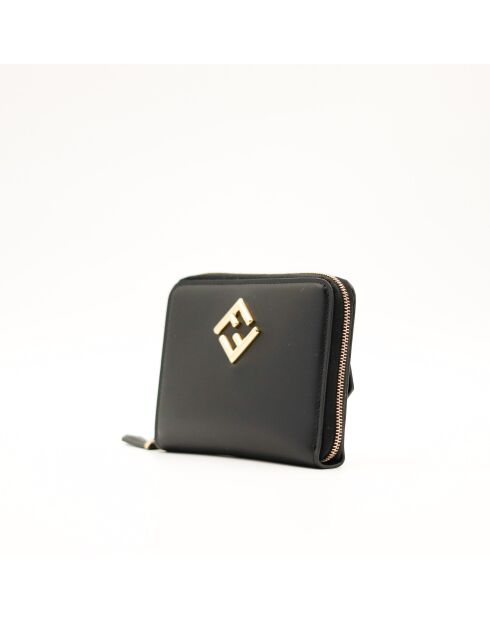 Portefeuille en cuir zippé Diamonds noir