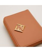 Portefeuille en cuir zippé Diamonds rose - 9x2x12,5 cm
