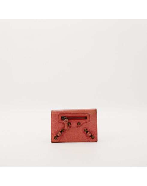 Portefeuille en cuir City corail - 10 x 9 cm