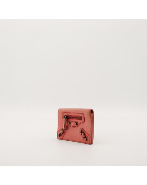 Portefeuille en cuir City corail - 10 x 9 cm