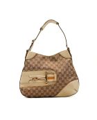 Sac en cuir Hobo Horsebit beige/marron