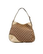 Sac en cuir Hobo Horsebit beige/marron