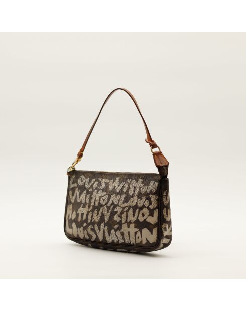 Pochette Accessoires Graffiti marron - 21 x 13 x 3.5 cm
