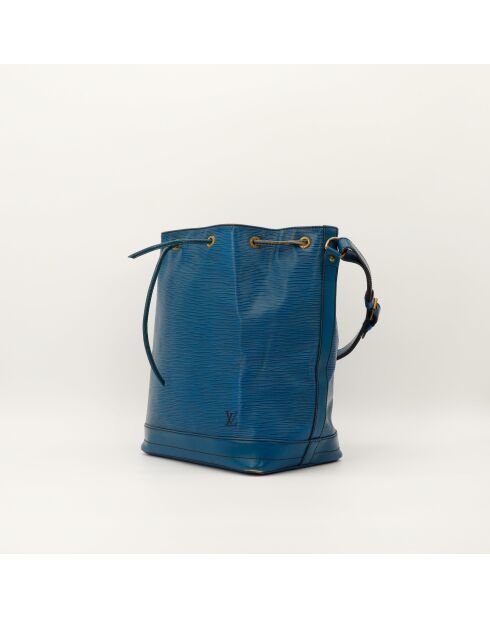 Sac en cuir Noé Épi bleu - 36 x 27.5 x 20 cm