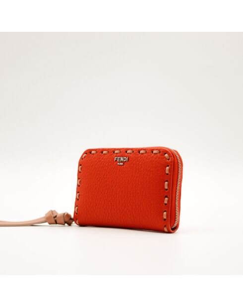Mini Portefeuille en cuir Peekaboo orange - 13x2x8 cm