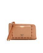 Porte-cartes en cuir Peekaboo rose