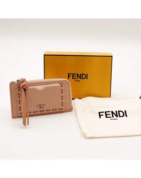 Porte-cartes en cuir Peekaboo rose