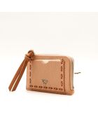 Porte-cartes en cuir Peekaboo rose