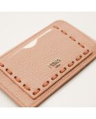 Porte-cartes en cuir Peekaboo rose