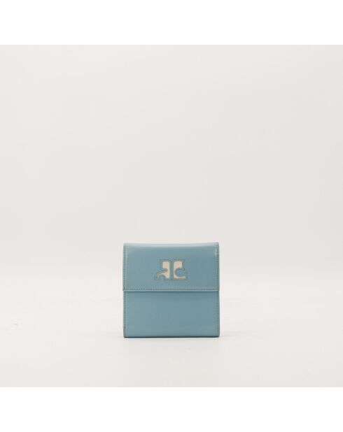 Portefeuille en cuir compact bleu - 10 x 10 cm