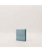 Portafoglio compatto in pelle blu - Buone condizioni - 10x10 cm