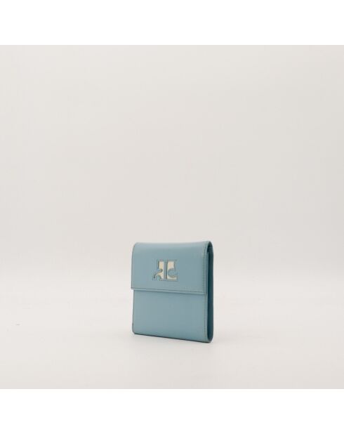 Portefeuille en cuir compact bleu - 10 x 10 cm