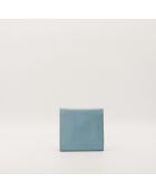 Portafoglio compatto in pelle blu - Buone condizioni - 10x10 cm