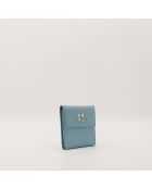 Portafoglio compatto in pelle blu - Buone condizioni - 10x10 cm