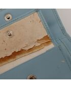 Portafoglio compatto in pelle blu - Buone condizioni - 10x10 cm