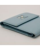 Portafoglio compatto in pelle blu - Buone condizioni - 10x10 cm