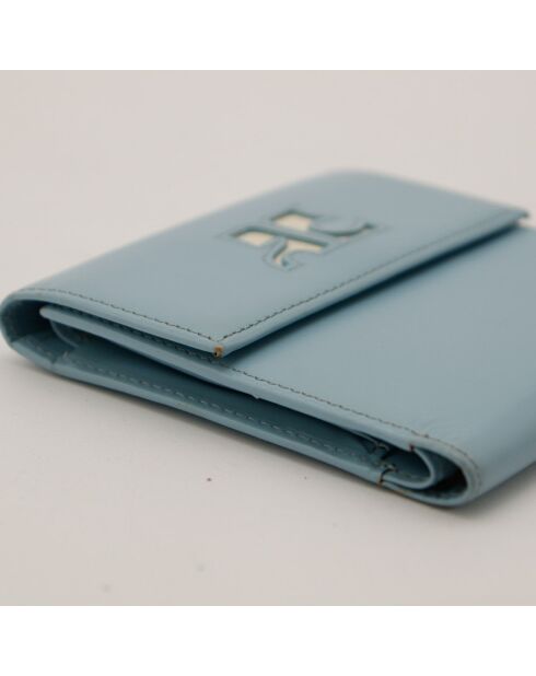 Portafoglio compatto in pelle blu - Buone condizioni - 10x10 cm