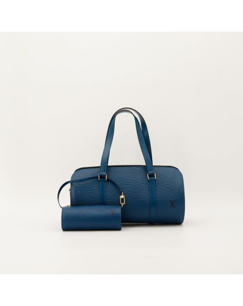 Sac en cuir Soufflot Épi bleu - 31 x 15 x 14 cm