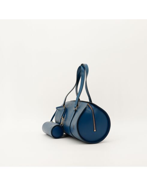 Sac en cuir Soufflot Épi bleu - 31 x 15 x 14 cm