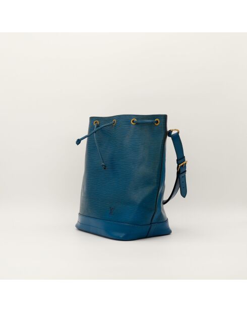 Sac en cuir Noé Épi bleu - 27.5 x 36 x 20 cm